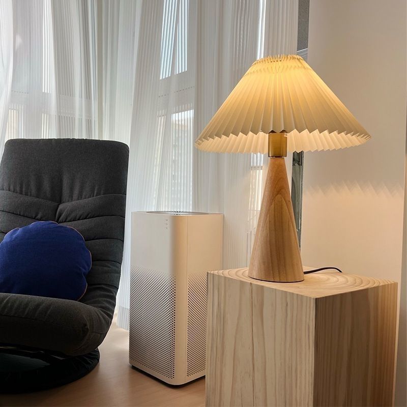 Zeitgenössische Nordische Reißverschluss-Schalter Faltenbalg-Trommel-Form Stoff Eisen 1-Licht Tischlampe Für Schlafzimmer 