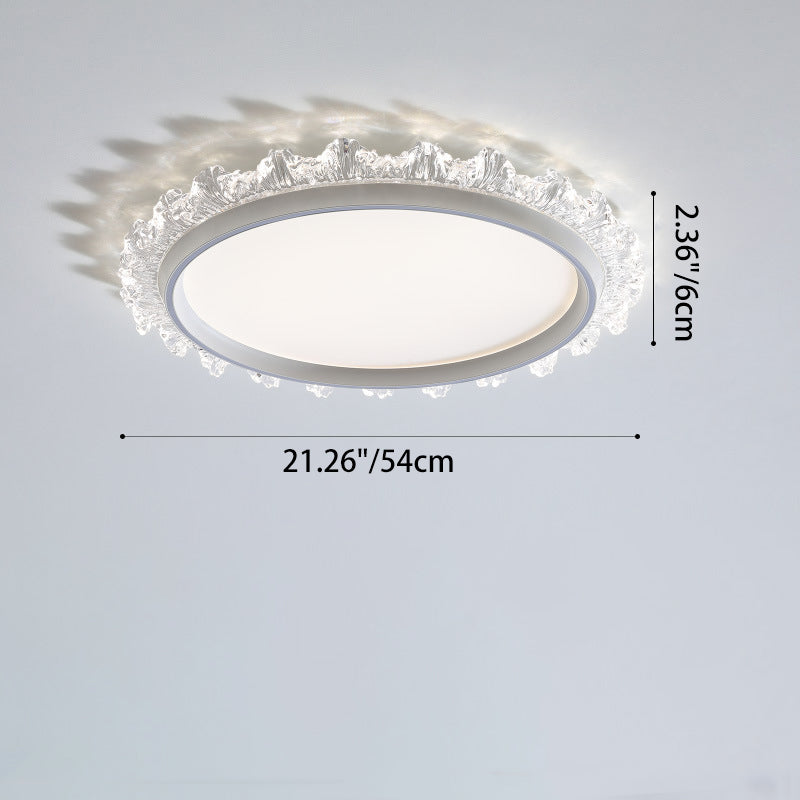 Modern Minimalist Water Splashes Round Hardware Aluminum Acrylic LED Flush Mount Ceiling Light For Living Room