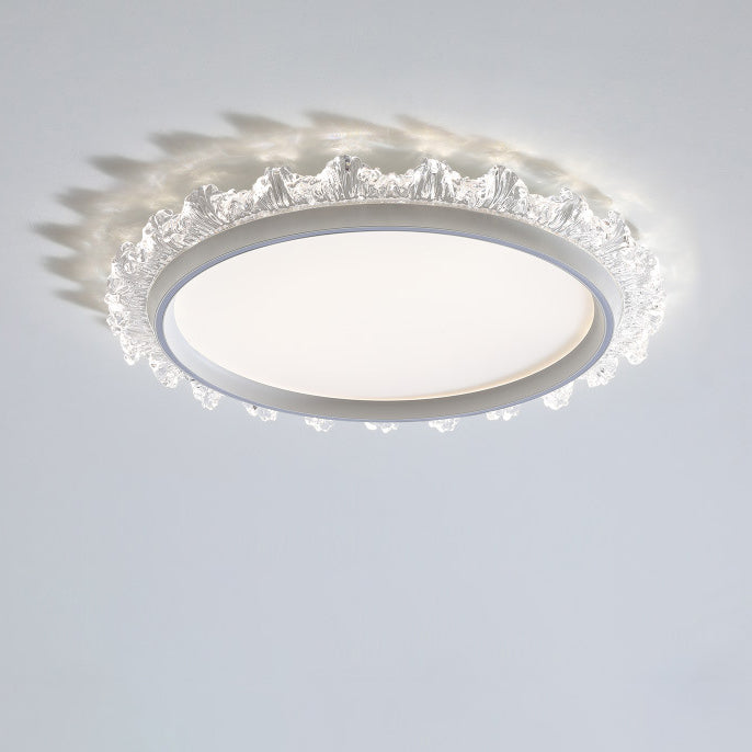 Modern Minimalist Water Splashes Round Hardware Aluminum Acrylic LED Flush Mount Ceiling Light For Living Room