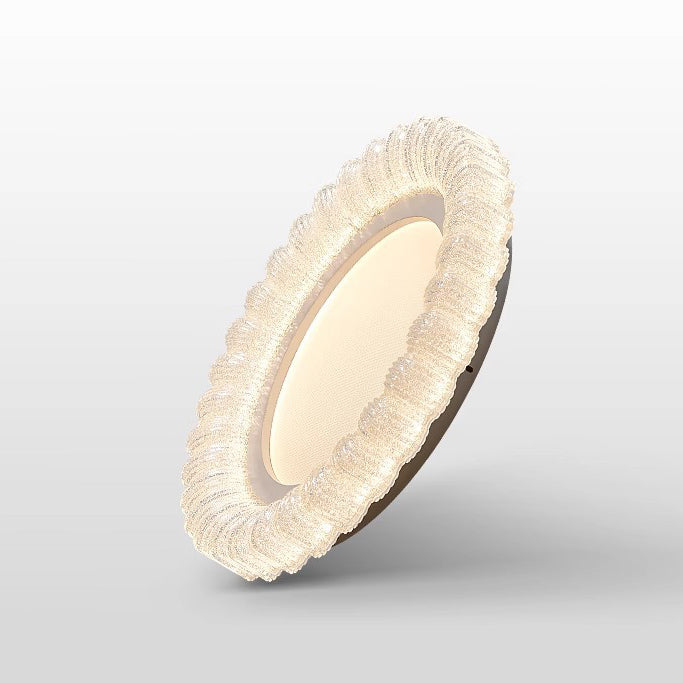 Plafonnier LED en acrylique avec matériel de fleur ronde traditionnelle française pour salon 