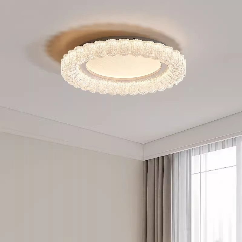 Plafonnier LED en acrylique avec matériel de fleur ronde traditionnelle française pour salon 