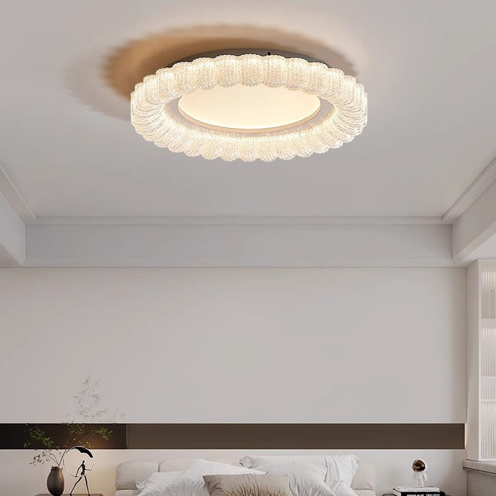 Plafonnier LED en acrylique avec matériel de fleur ronde traditionnelle française pour salon 
