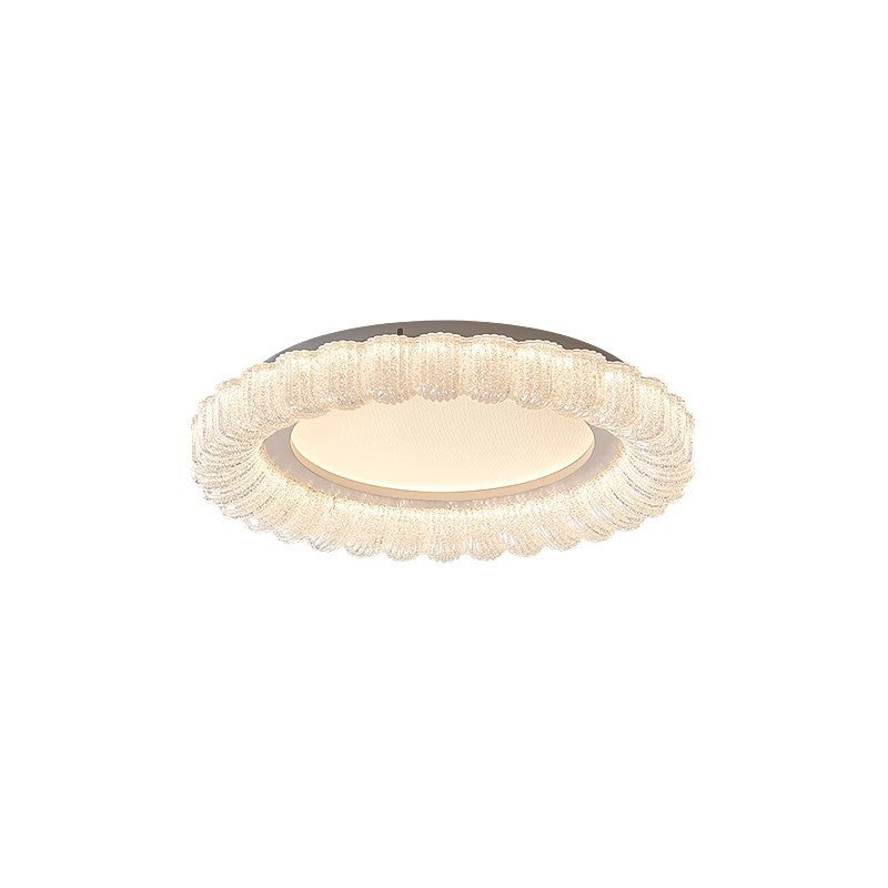 Plafonnier LED en acrylique avec matériel de fleur ronde traditionnelle française pour salon 