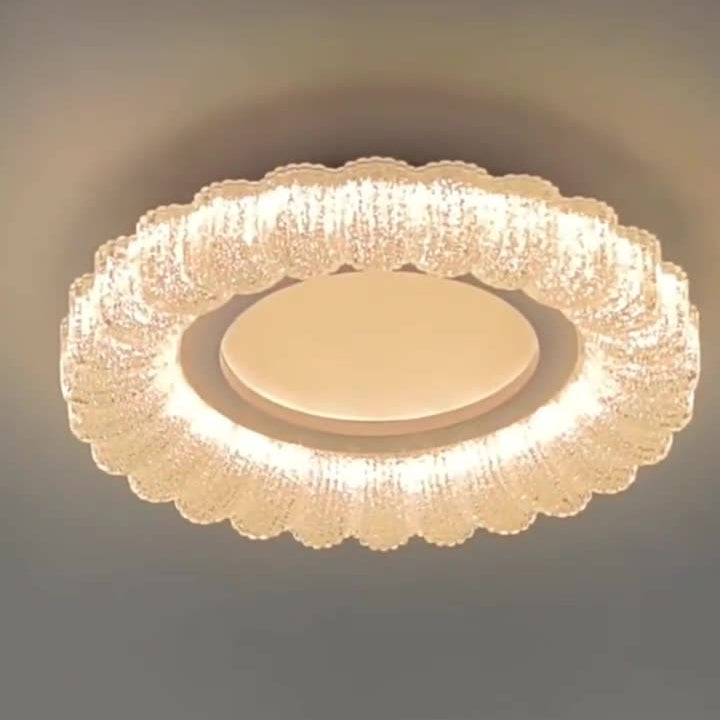 Plafonnier LED en acrylique avec matériel de fleur ronde traditionnelle française pour salon 