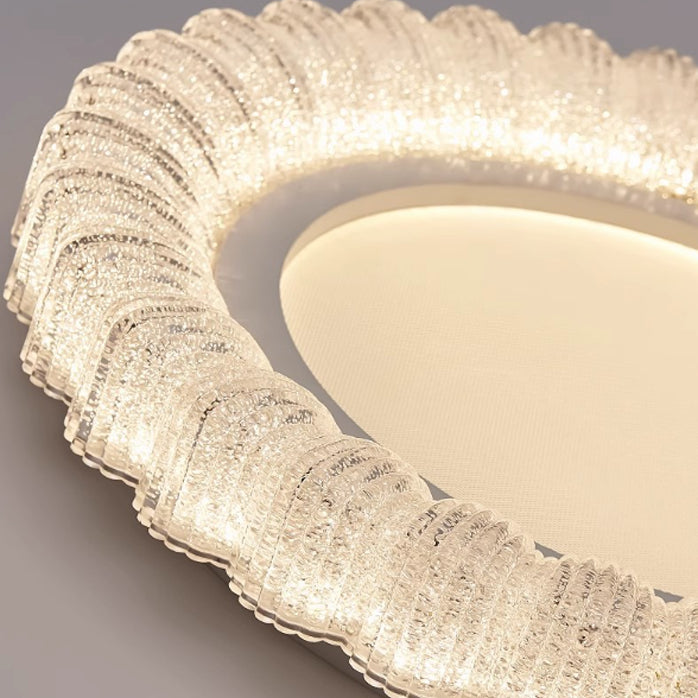 Plafonnier LED en acrylique avec matériel de fleur ronde traditionnelle française pour salon 