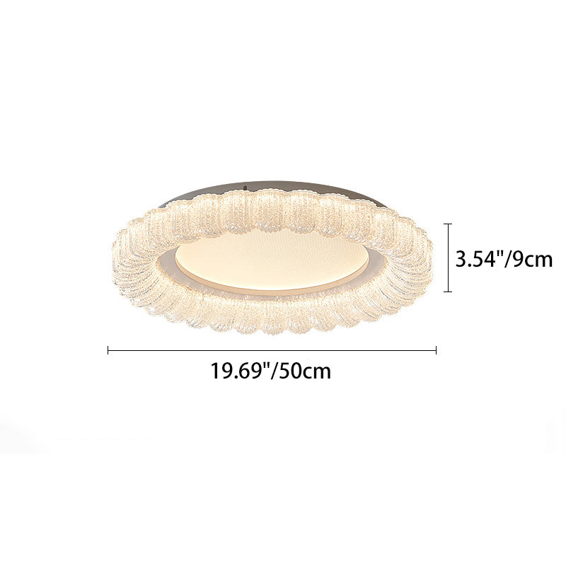 Plafonnier LED en acrylique avec matériel de fleur ronde traditionnelle française pour salon 