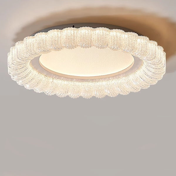 Plafonnier LED en acrylique avec matériel de fleur ronde traditionnelle française pour salon 