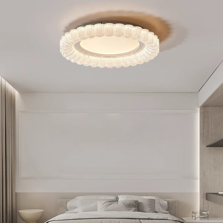 Plafonnier LED en acrylique avec matériel de fleur ronde traditionnelle française pour salon 