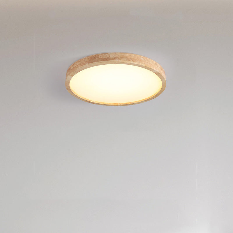 Modern Minimalist Round Square Rectangular Wood Acrylic LED Flush Mount Ceiling Light For Living Room