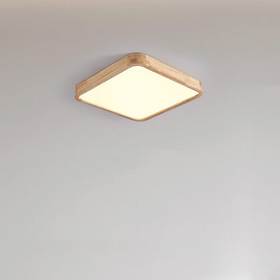 Modern Minimalist Round Square Rectangular Wood Acrylic LED Flush Mount Ceiling Light For Living Room