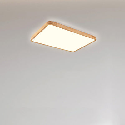 Modern Minimalist Round Square Rectangular Wood Acrylic LED Flush Mount Ceiling Light For Living Room