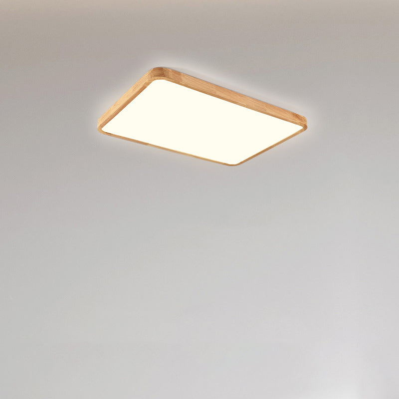 Modern Minimalist Round Square Rectangular Wood Acrylic LED Flush Mount Ceiling Light For Living Room