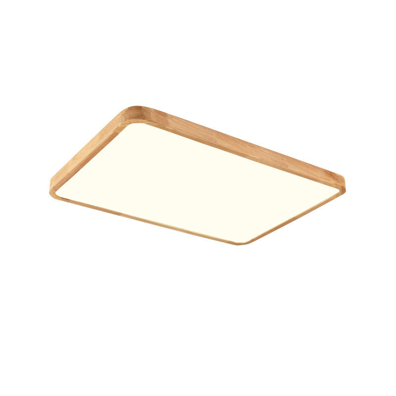 Modern Minimalist Round Square Rectangular Wood Acrylic LED Flush Mount Ceiling Light For Living Room
