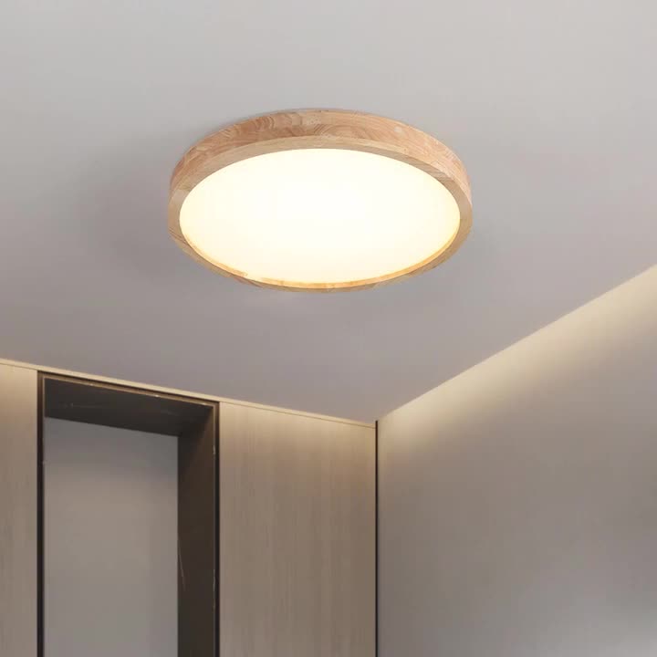 Plafonnier LED en bois acrylique moderne minimaliste rond carré rectangulaire pour salon 