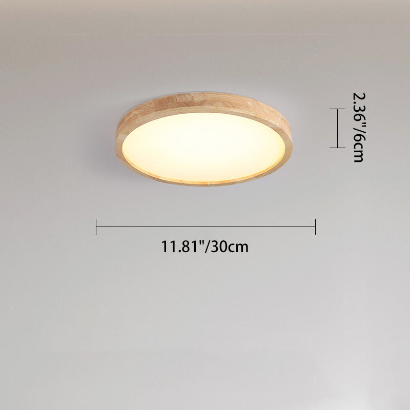 Modern Minimalist Round Square Rectangular Wood Acrylic LED Flush Mount Ceiling Light For Living Room