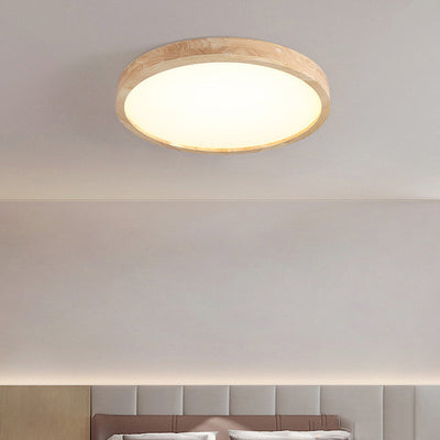 Modern Minimalist Round Square Rectangular Wood Acrylic LED Flush Mount Ceiling Light For Living Room