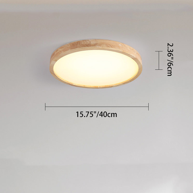 Modern Minimalist Round Square Rectangular Wood Acrylic LED Flush Mount Ceiling Light For Living Room