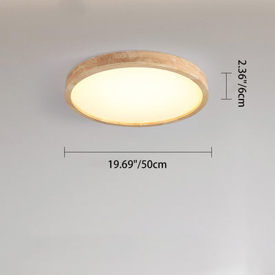 Modern Minimalist Round Square Rectangular Wood Acrylic LED Flush Mount Ceiling Light For Living Room