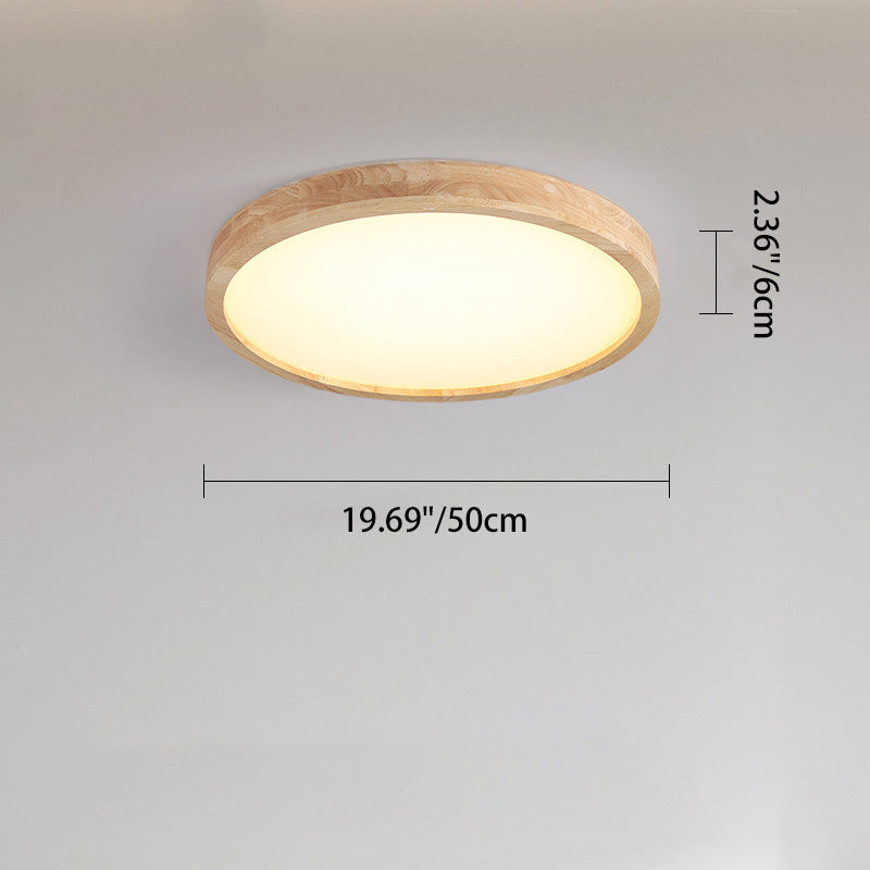 Modern Minimalist Round Square Rectangular Wood Acrylic LED Flush Mount Ceiling Light For Living Room