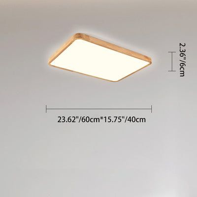 Modern Minimalist Round Square Rectangular Wood Acrylic LED Flush Mount Ceiling Light For Living Room