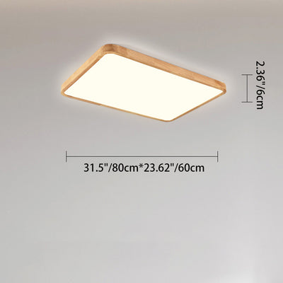 Modern Minimalist Round Square Rectangular Wood Acrylic LED Flush Mount Ceiling Light For Living Room