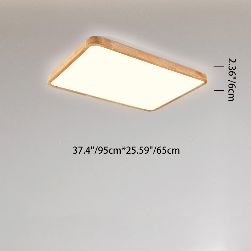 Modern Minimalist Round Square Rectangular Wood Acrylic LED Flush Mount Ceiling Light For Living Room