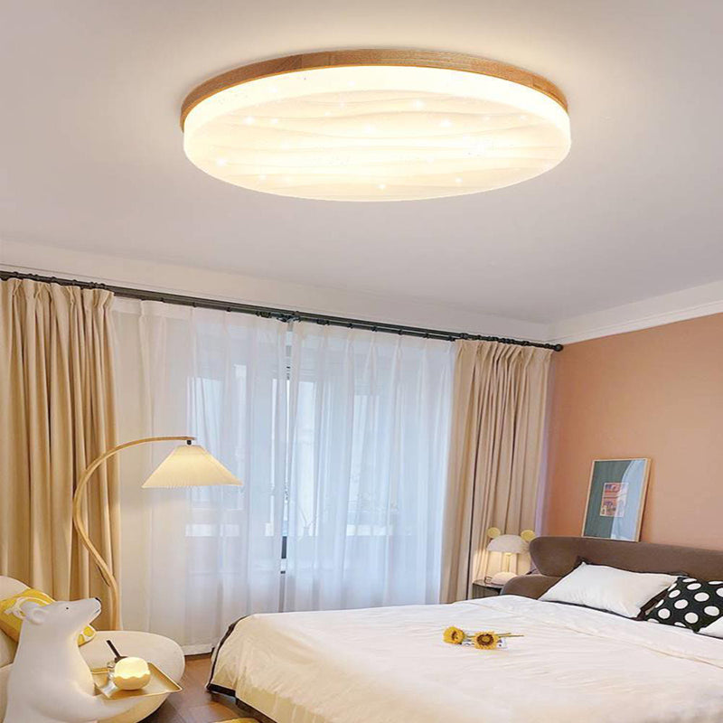Luz de techo LED empotrada de madera maciza acrílica redonda minimalista moderna para sala de estar 
