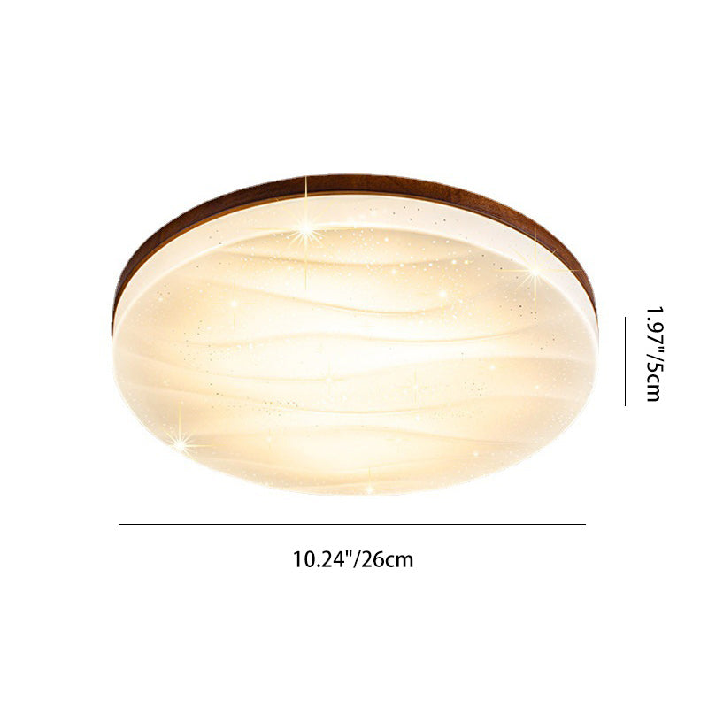 Luz de techo LED empotrada de madera maciza acrílica redonda minimalista moderna para sala de estar 