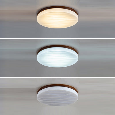 Luz de techo LED empotrada de madera maciza acrílica redonda minimalista moderna para sala de estar 