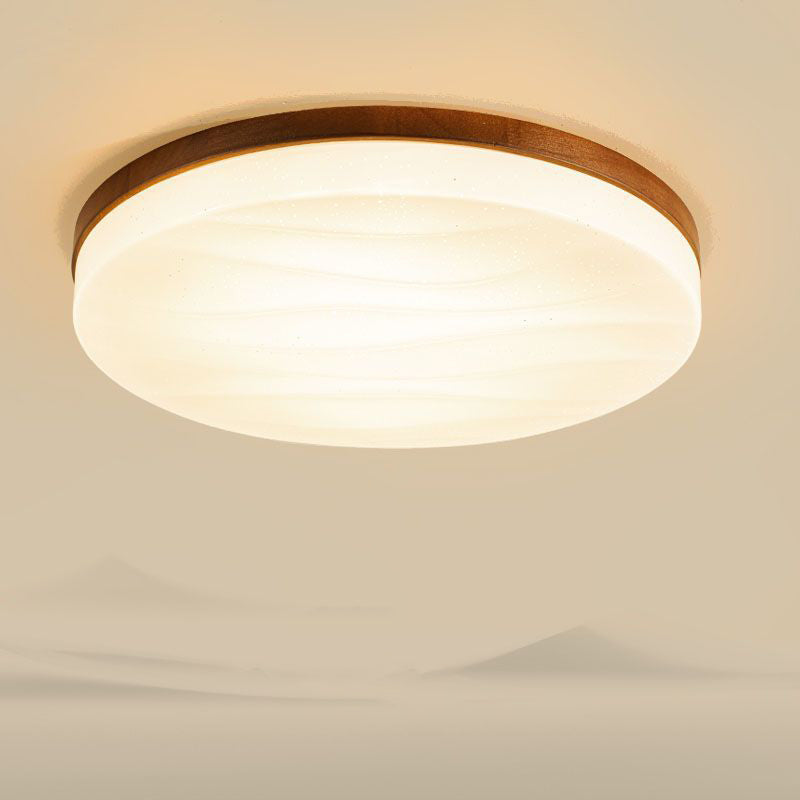 Luz de techo LED empotrada de madera maciza acrílica redonda minimalista moderna para sala de estar 