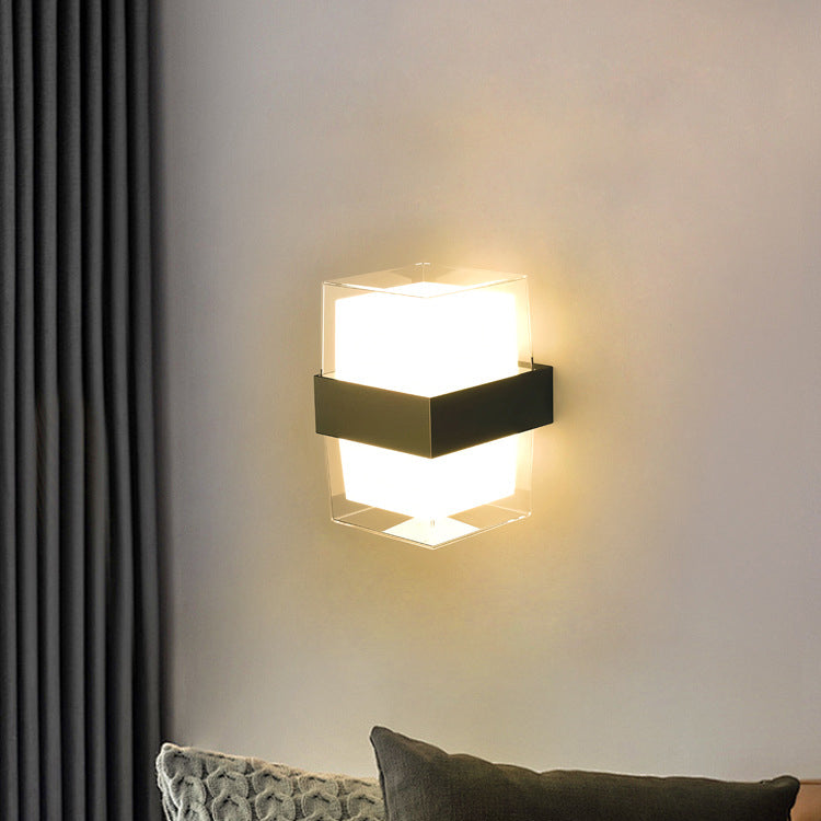 Moderne minimalistische wasserdichte runde quadratische Kunststoff-LED-Wandlampe für das Schlafzimmer 