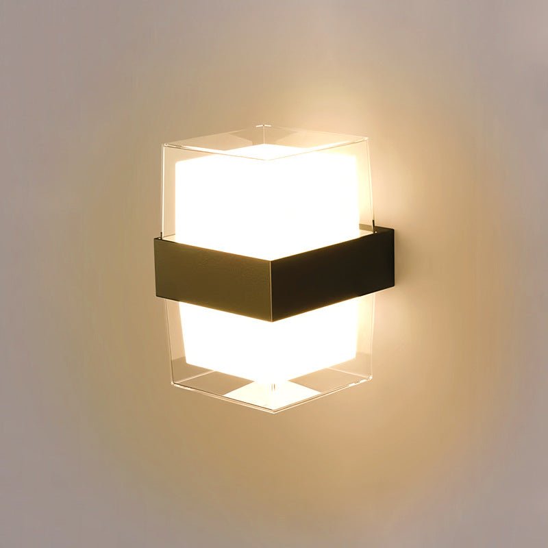 Moderne minimalistische wasserdichte runde quadratische Kunststoff-LED-Wandlampe für das Schlafzimmer 