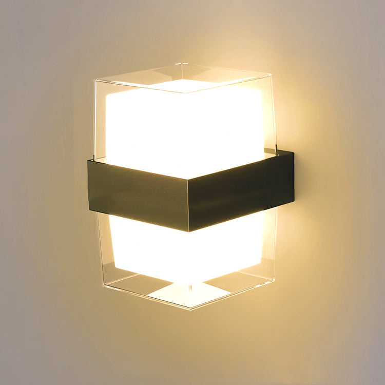 Moderne minimalistische wasserdichte runde quadratische Kunststoff-LED-Wandlampe für das Schlafzimmer 