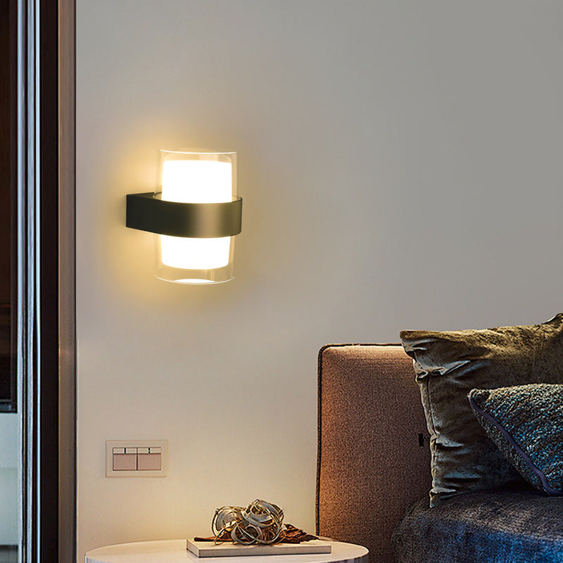 Moderne minimalistische wasserdichte runde quadratische Kunststoff-LED-Wandlampe für das Schlafzimmer 