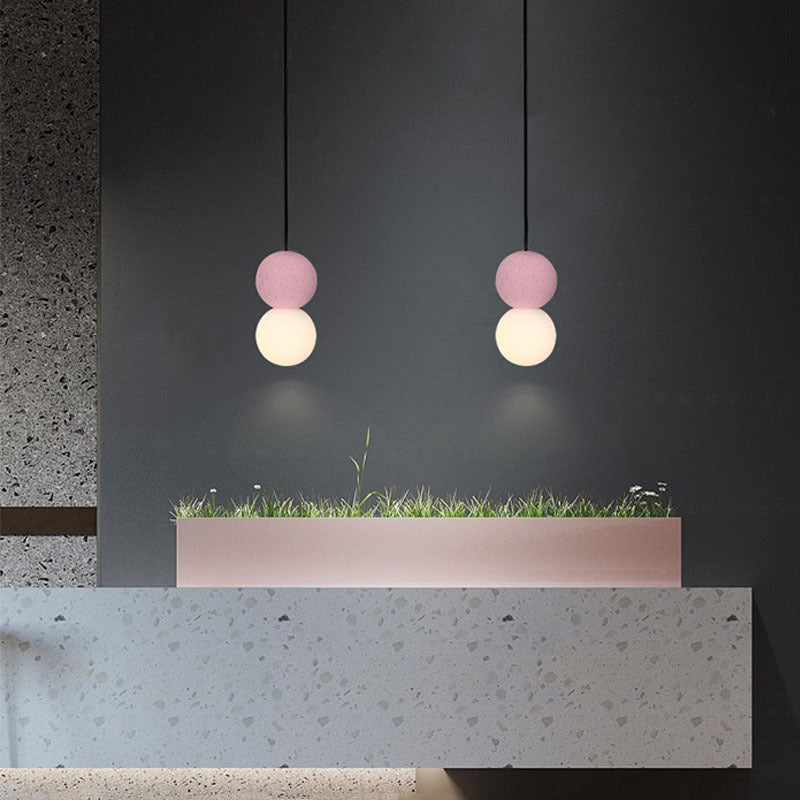 Lámpara colgante contemporánea nórdica de globo de terrazo de acrílico con 1 luz para dormitorio 