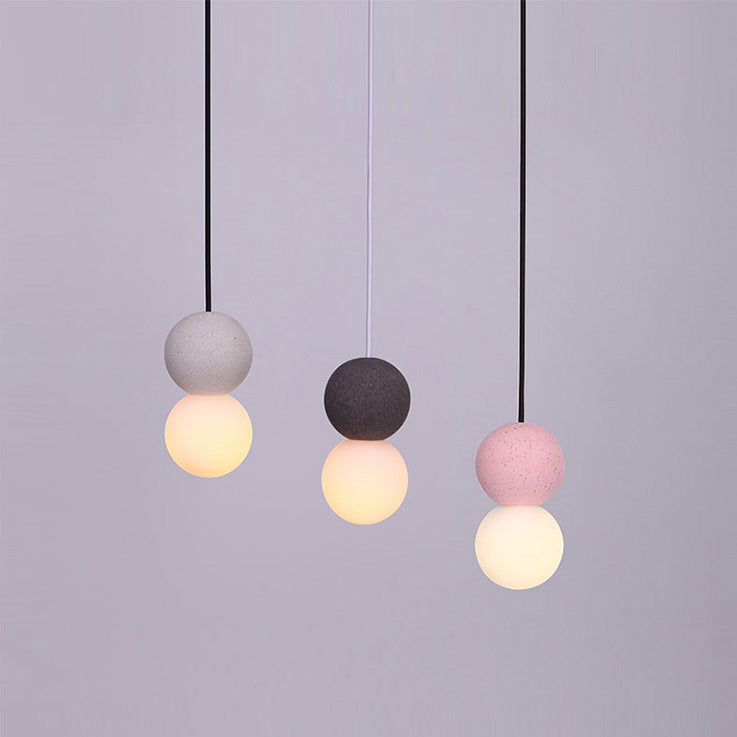Lámpara colgante contemporánea nórdica de globo de terrazo de acrílico con 1 luz para dormitorio 