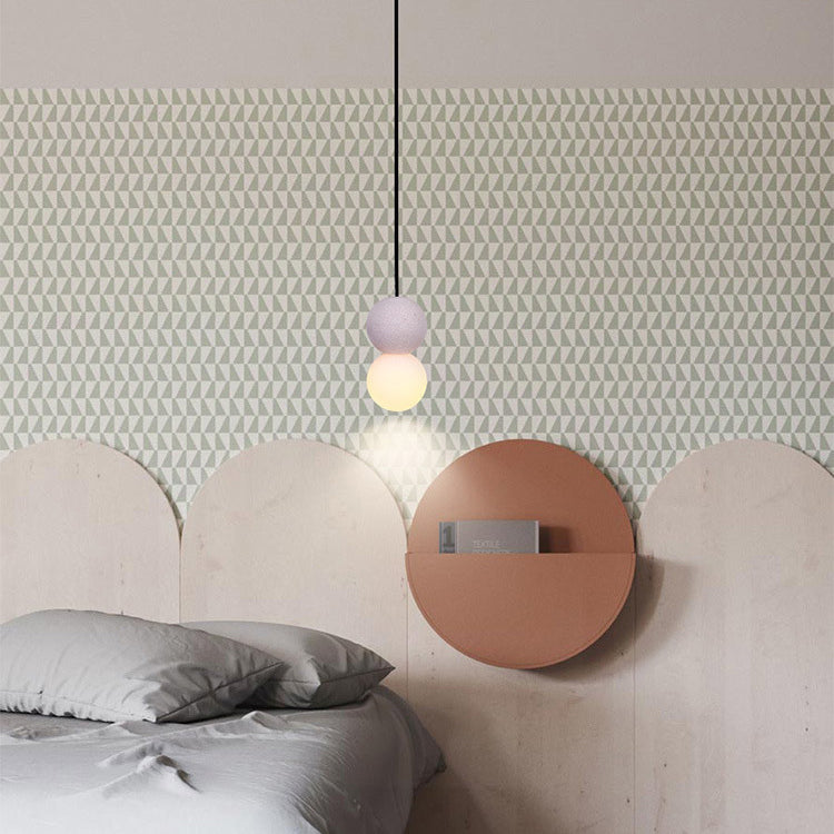 Lámpara colgante contemporánea nórdica de globo de terrazo de acrílico con 1 luz para dormitorio 