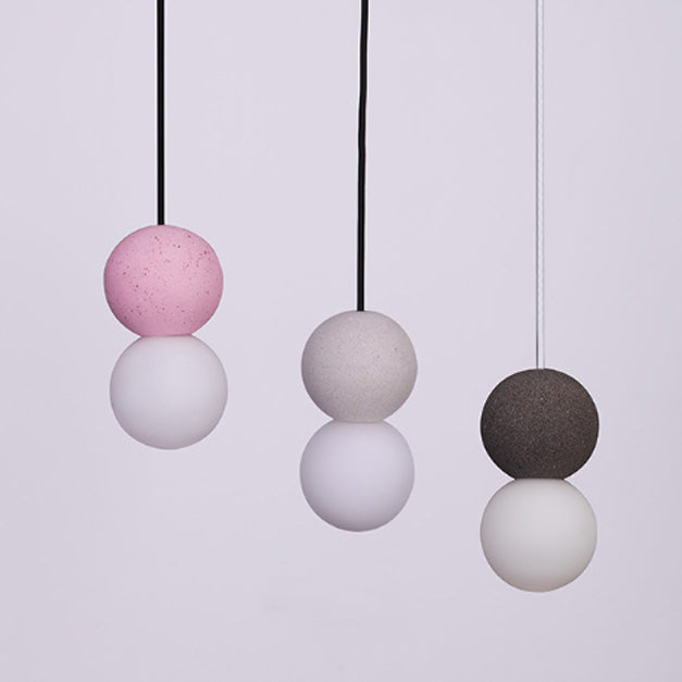 Lámpara colgante contemporánea nórdica de globo de terrazo de acrílico con 1 luz para dormitorio 