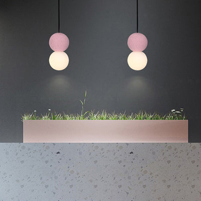 Lámpara colgante contemporánea nórdica de globo de terrazo de acrílico con 1 luz para dormitorio 