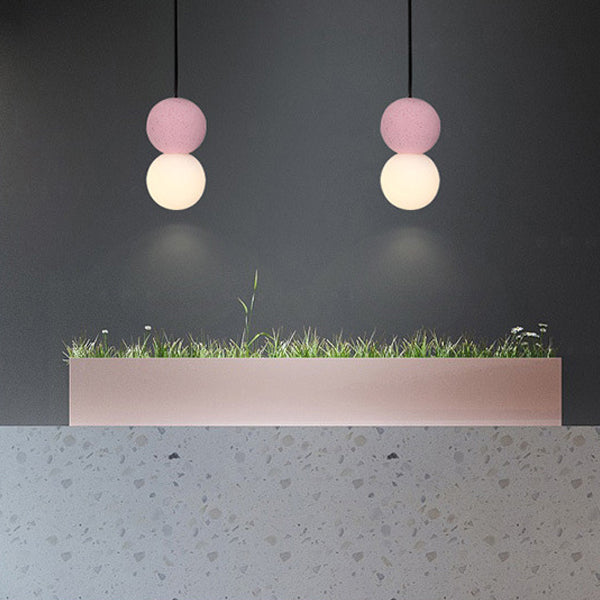 Lámpara colgante contemporánea nórdica de globo de terrazo de acrílico con 1 luz para dormitorio 