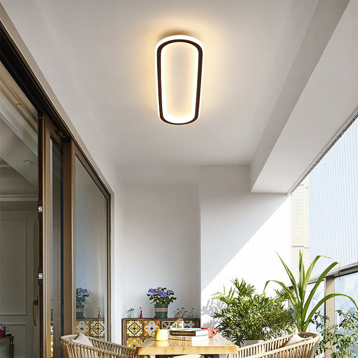 Modern Minimalist Linear Iron Aluminum Silicone LED Flush Mount Ceiling Light For Bedroom