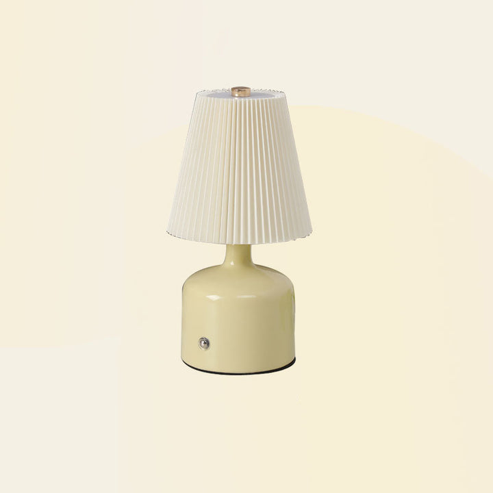Contemporary Nordic USB Fabric Ceramic Conic Pleated LED Table Lamp For Bedroom