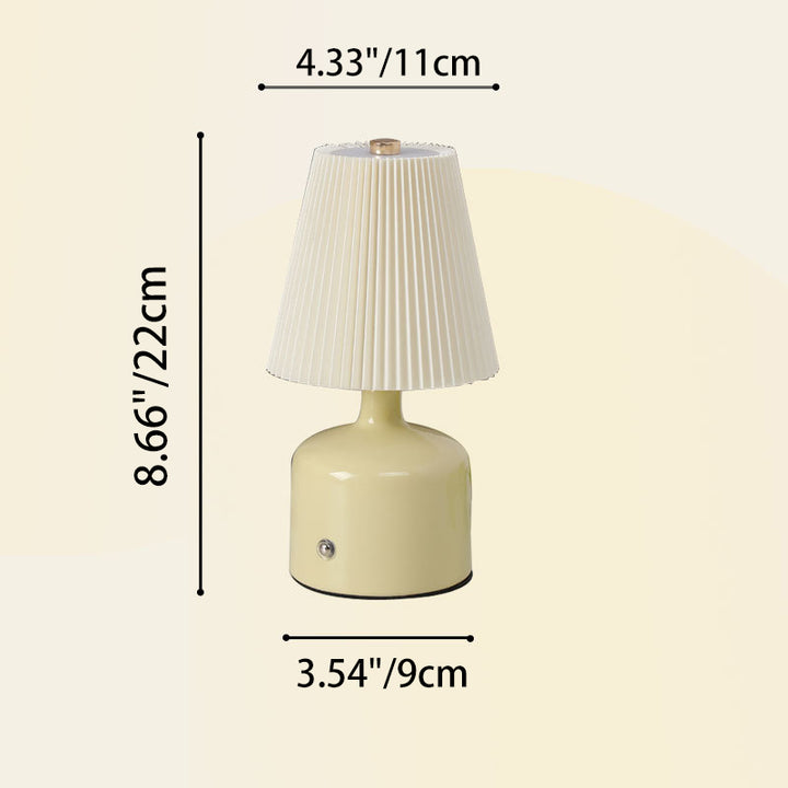 Contemporary Nordic USB Fabric Ceramic Conic Pleated LED Table Lamp For Bedroom