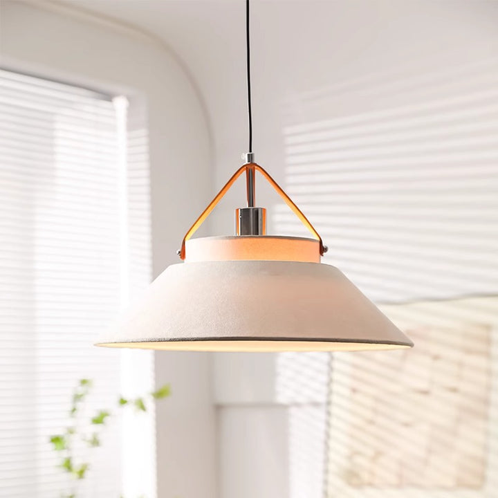 Lámpara colgante de 1 luz de tela con forma de cono de paraguas japonés tradicional para sala de estar 