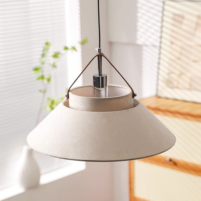 Traditional Japanese Umbrella Cone Shape Fabric Iron 1-Light Pendant Light For Living Room