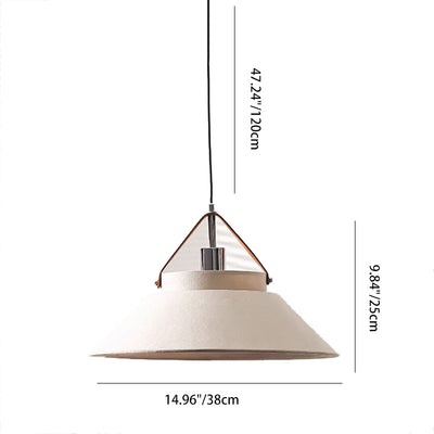 Traditional Japanese Umbrella Cone Shape Fabric Iron 1-Light Pendant Light For Living Room