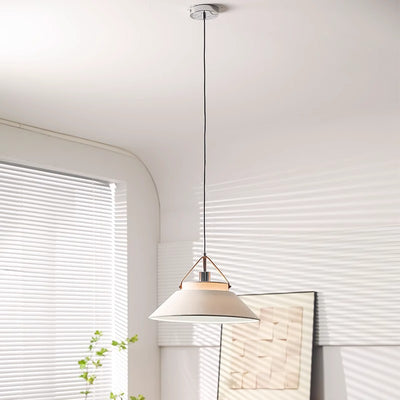 Traditional Japanese Umbrella Cone Shape Fabric Iron 1-Light Pendant Light For Living Room