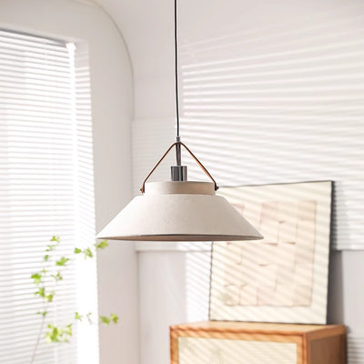 Traditional Japanese Umbrella Cone Shape Fabric Iron 1-Light Pendant Light For Living Room
