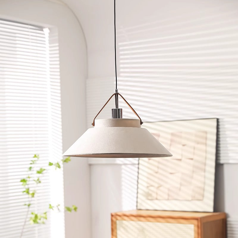 Traditional Japanese Umbrella Cone Shape Fabric Iron 1-Light Pendant Light For Living Room