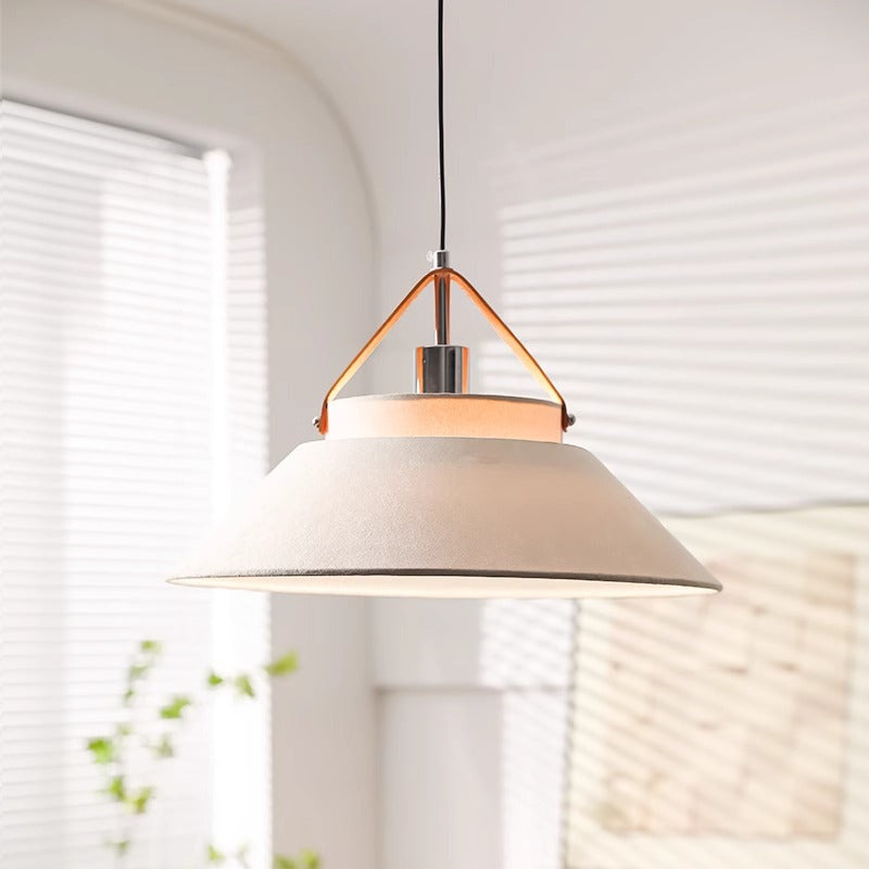 Traditional Japanese Umbrella Cone Shape Fabric Iron 1-Light Pendant Light For Living Room